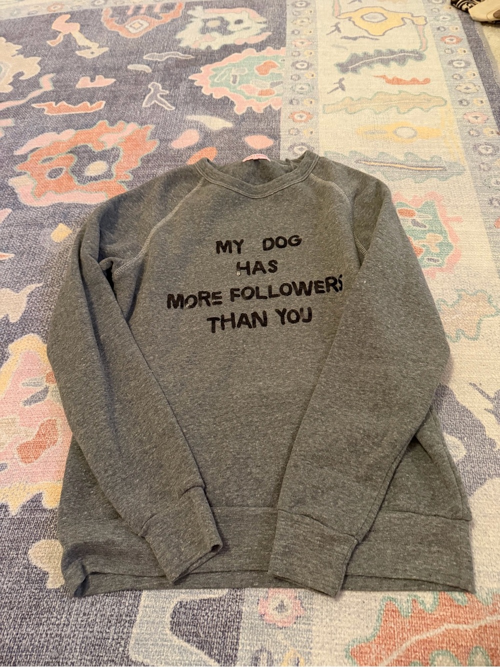 Bow & Drape Grey Crewneck Sweatshirt with Black Text